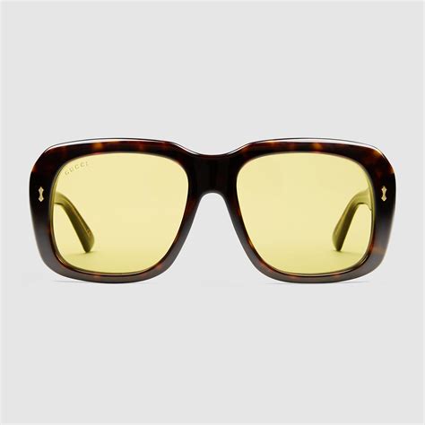 gucci mens yellow sunglasses|gucci yellow acetate sunglasses.